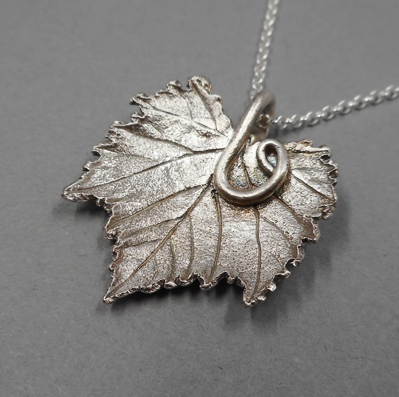 Botanical Grape Leaf Necklace Vineyard Wedding Jewelry Ecofriendly