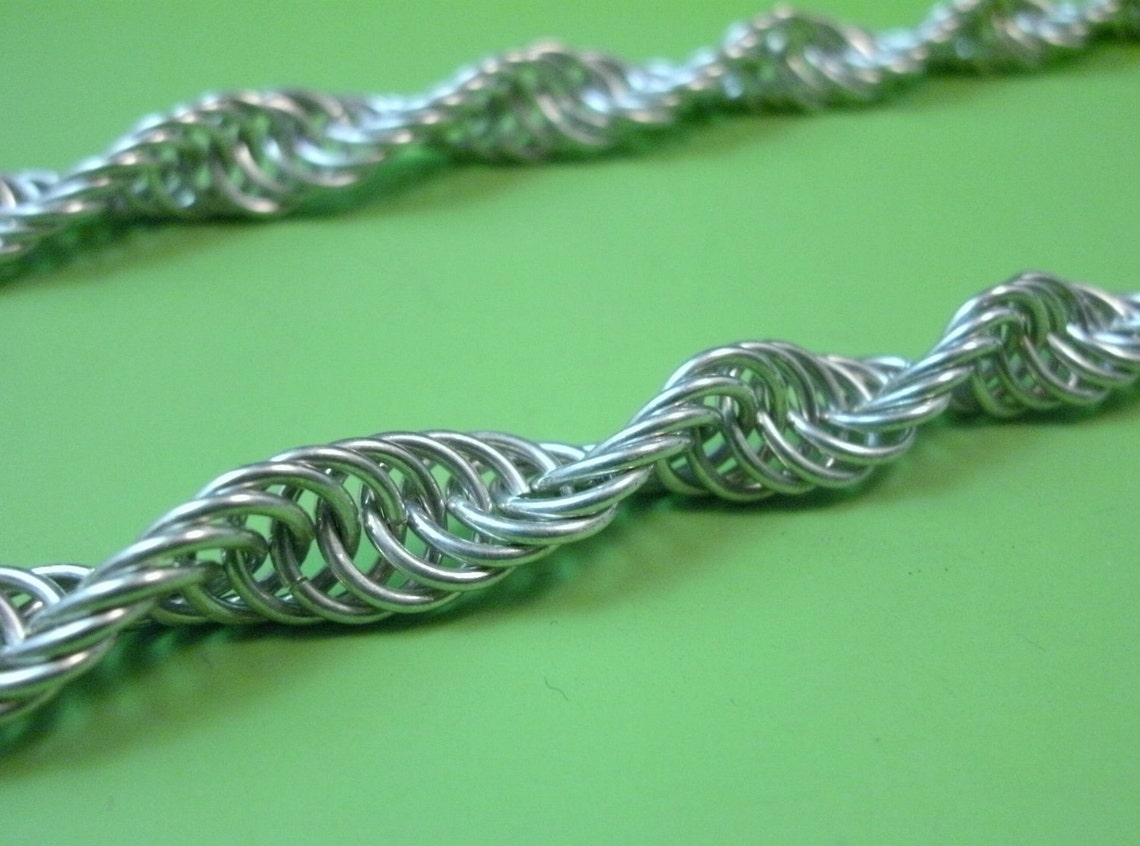 Spiral Chainmaille Sterling Silver Necklace DNA Jewelry Sterling Silver Chainmaille Chain Mail