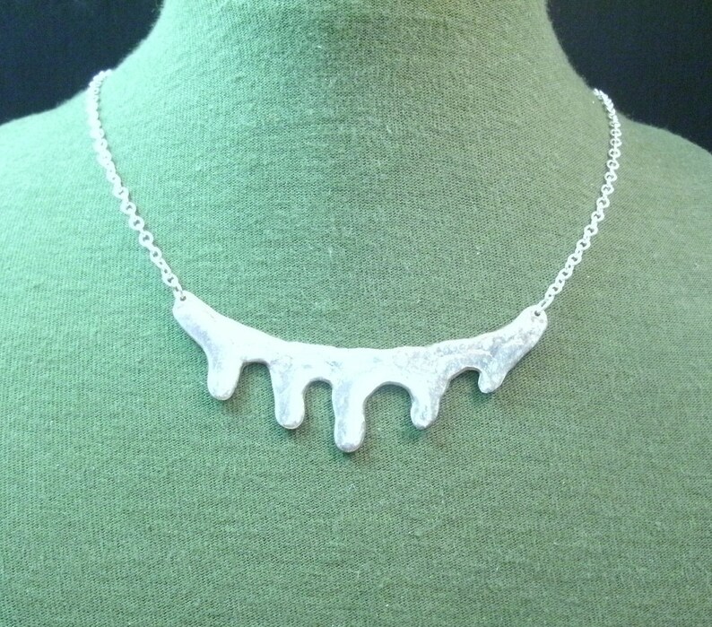 Liquid Silver Necklace in Fine & Sterling Dripping in Silver Etsy