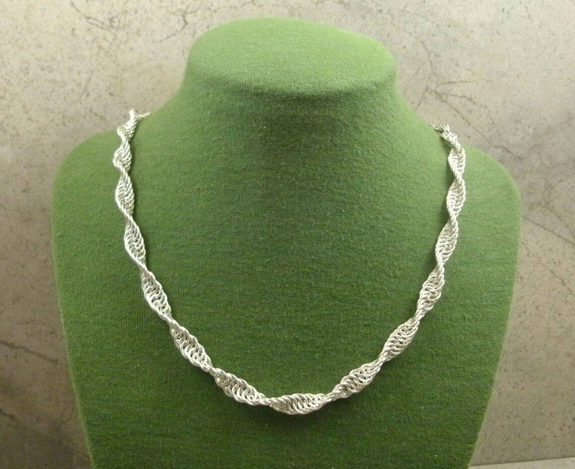 Spiral Chainmaille Sterling Silver Necklace DNA Jewelry Sterling Silver Chainmaille Chain Mail