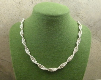 Spiral Chainmaille Sterling Silver Necklace- DNA Jewelry- Sterling Silver Chainmaille- Chain Mail Jewelry- No Clasp Necklace-   22in/55.9cm