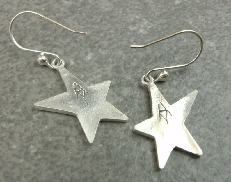 Enamel Star Earrings Fine Silver and Enamel Jewelry Celestial Jewelry Left & Right Design Star Jewelry Dangle Earrings Womens Jewelry image 3