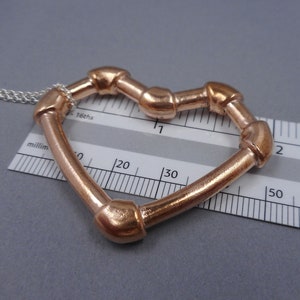 Copper Pipe Heart in Pink Silver from Forged Mettle Jewelry