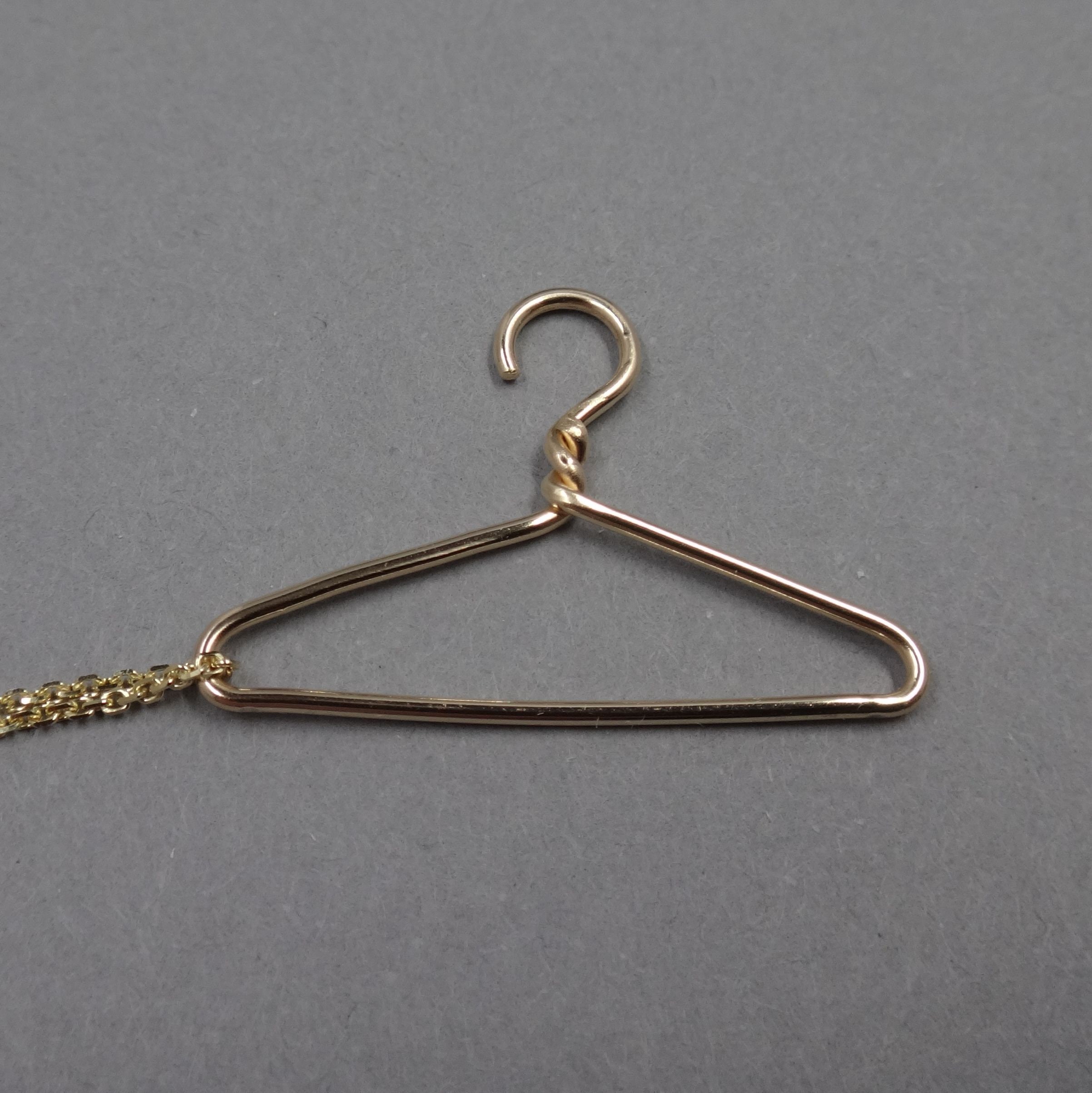 Sterling Silver Coat Hanger Necklace 14k Yellow or Rose Gold Wire