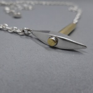 Pickaxe Necklace in Sterling Silver & 22k Gold from Forged Mettle Jewelry