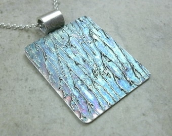 Abstract Lightning Fine Silver Pendant- One of a Kind Jewelry- Sci Fi Thunder Storm Blue- April Shower- Spring Showers- Lightening Necklace