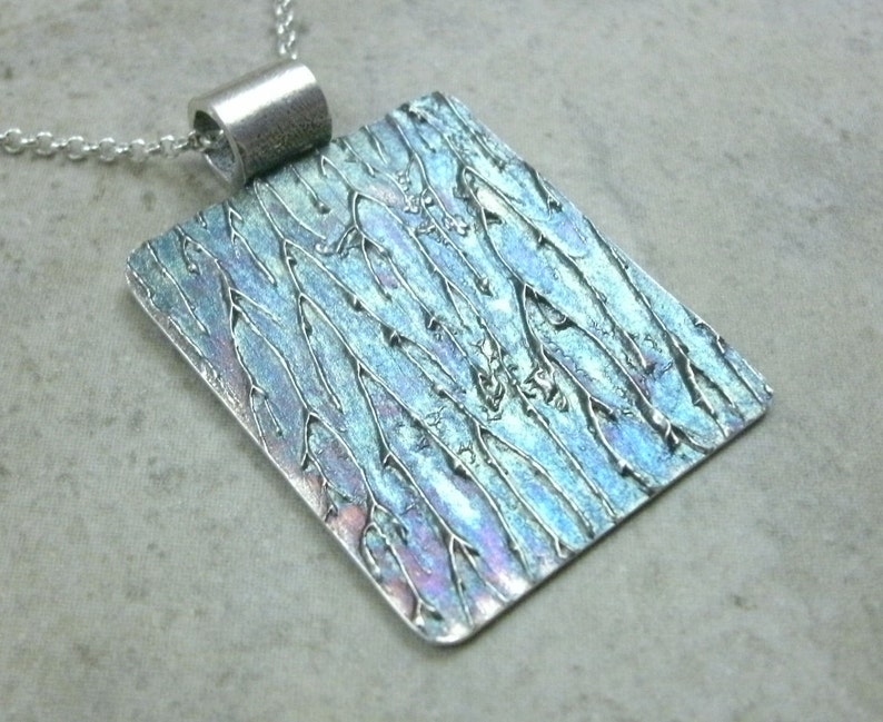 Abstract Lightning Fine Silver Pendant One of a Kind Jewelry Sci Fi Thunder Storm Blue April Shower Spring Showers Lightening Necklace image 1