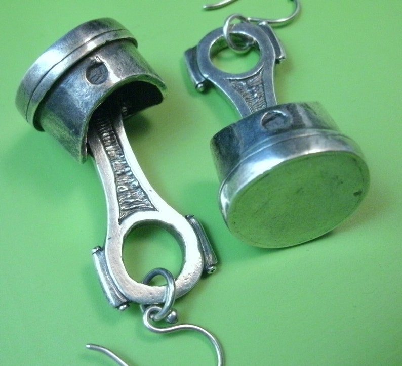 Piston Rod Earrings Fine Silver Automotive Jewelry Gearhead Etsy