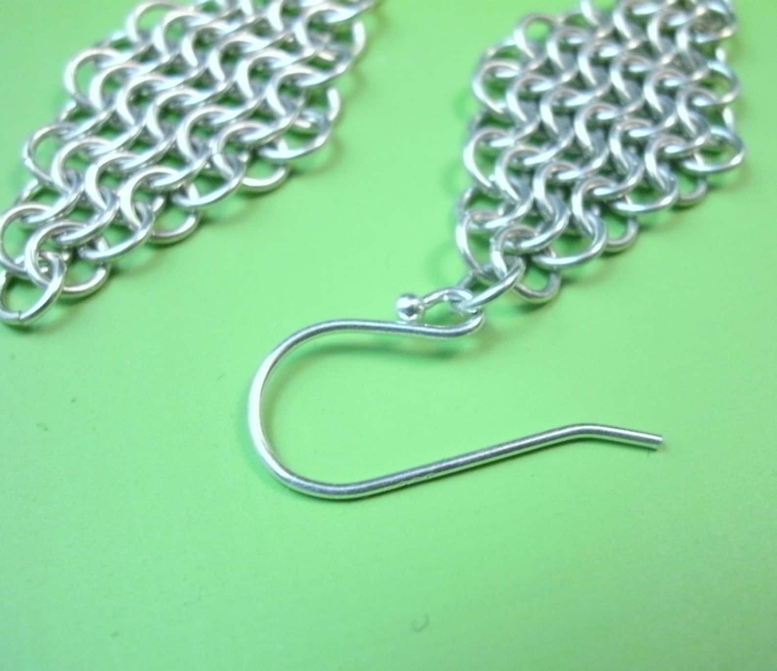 Silver Chainmaille Earrings Chainmaille Jewelry Diamond Earrings
