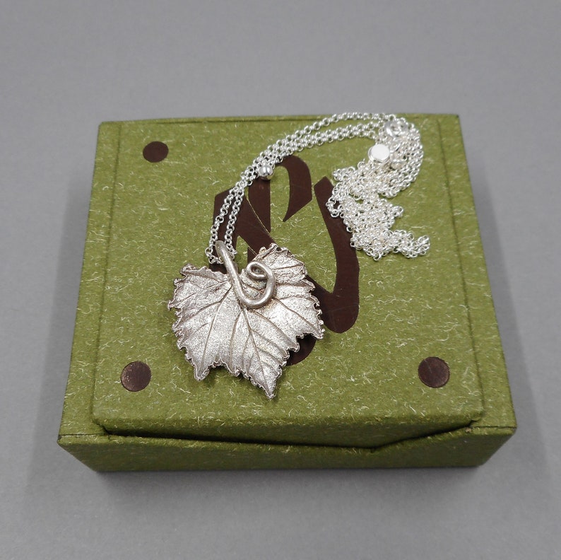 Botanical Grape Leaf Necklace Vineyard Wedding Jewelry Ecofriendly