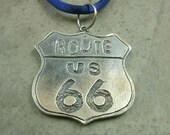 Route 66 Sign Pendant in Fine Silver- Personalized Gift- US Interstate - Highway Freeway - Rockabilly- Travel- Americana- Customizable