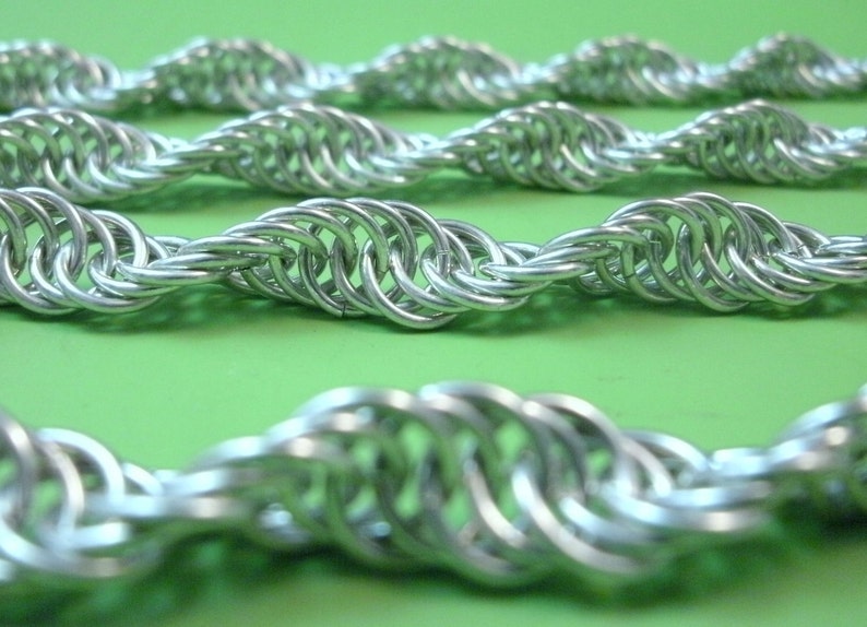 Spiral Sterling Silver Chainmaille Necklace - DNA Strand - Gothic ...