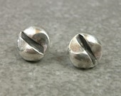 Silver Stud Earrings- Silver Clip-On Earrings- Industrial Earrings- Screw Head Earrings- Pierced Earings- Sterling Silver Earrings- Clip On