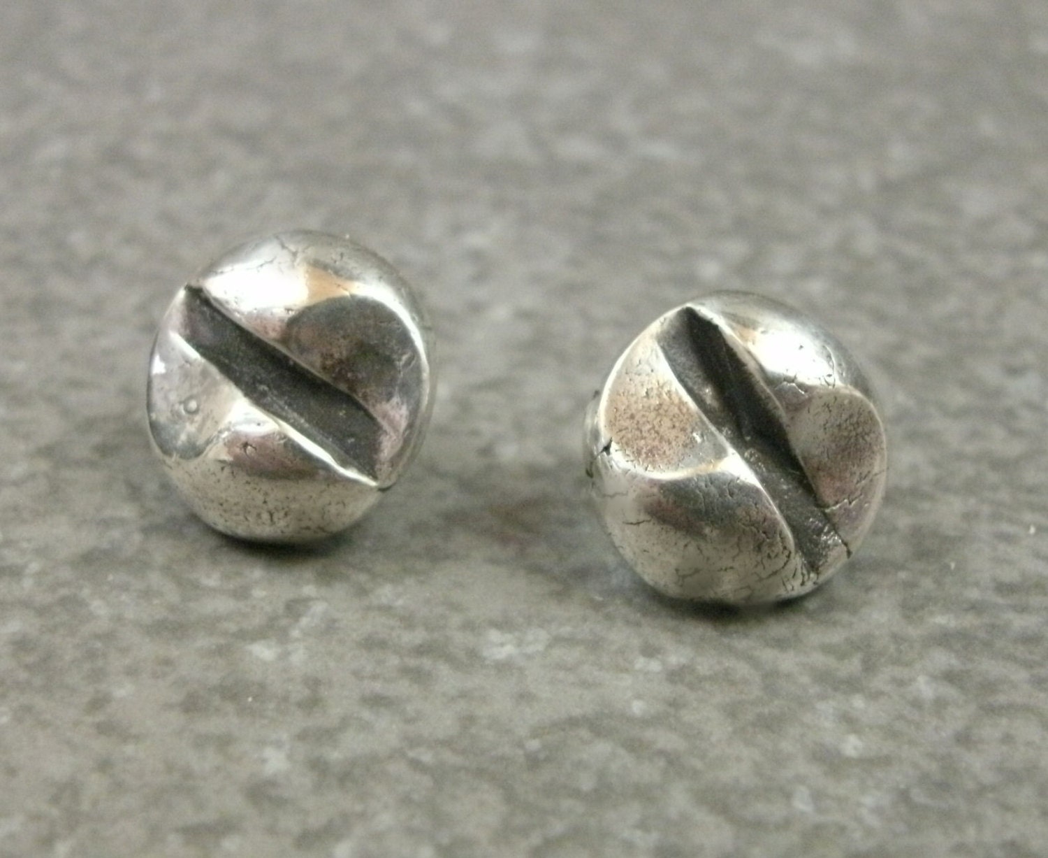 Silver Stud Earrings Silver Clipon Earrings Industrial Earrings Screw