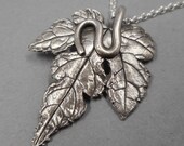 Fine Silver Porcelain Berry Leaf Pendant- Mother's Day Kindness- Real Vine Necklace- Eco-Friendly Gardener Jewelry- Plant Parent Gift