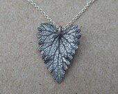 Catnip Plant Necklace- Fine Silver Leaf Pendant- Botanical Jewelry- Heart Shaped Leaves- One of a Kind Valentine's Day Plant Parent Cat Gift