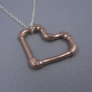 Pipe Fitting Heart Pendant in 14k Gold from Forged Mettle Jewelry