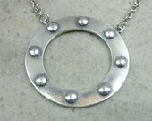 Fine Silver Hoop Necklace- Port Hole Necklace- Portal Jewelry- Eternity Necklace- Industrial Jewelry- Circle Necklace- Porthole Jewellry
