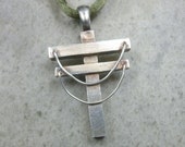 Power Line Necklace- Fine Silver Pendant- Utility Linemen- Utility Pole- Powerline Pendant- Hidden Cross Jewelry- Industrial- Lineman