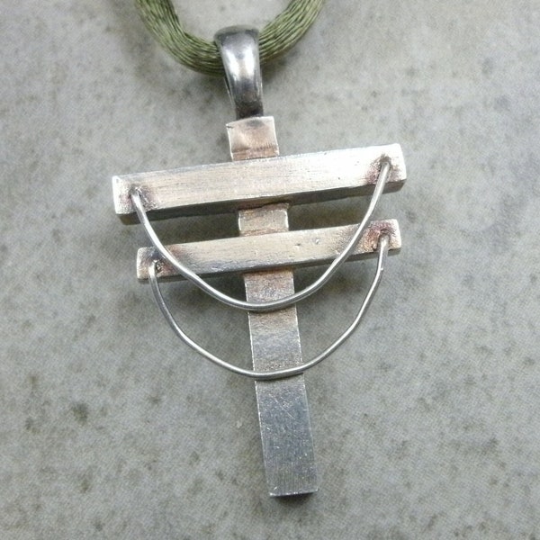 Power Line Necklace- Fine Silver Pendant- Utility Linemen- Utility Pole- Powerline Pendant- Hidden Cross Jewelry- Industrial- Lineman