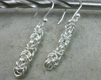 Byzantine Chainmaille Sterling Silver Earrings- Dangle Earrings- Chainmaille Earrings- Byzantine Earrings- Silver Earings- Chainmail Jewelry
