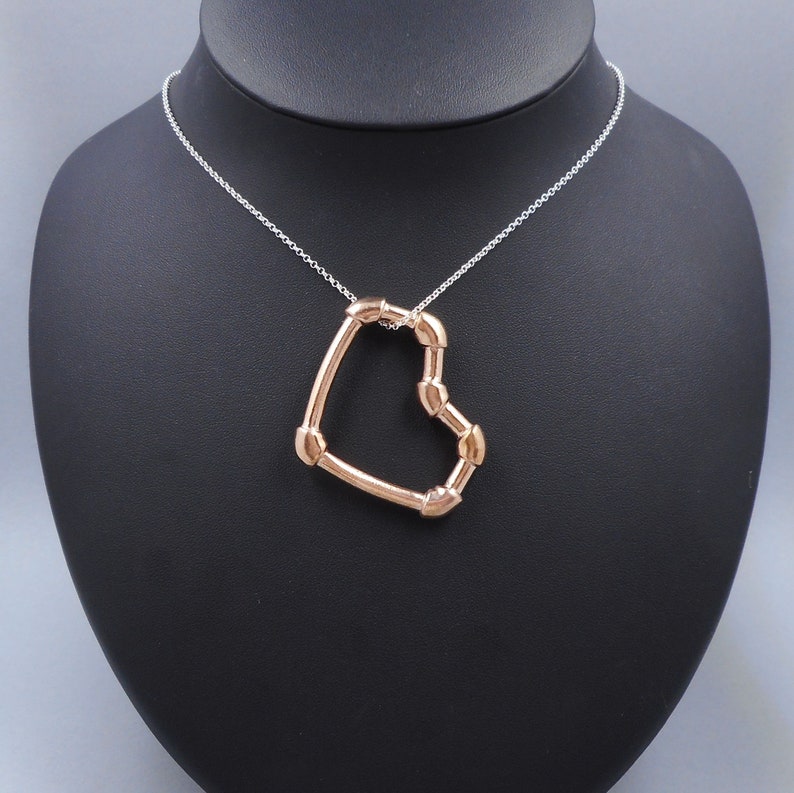 Copper Pipe Heart in Pink Silver from Forged Mettle Jewelry