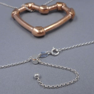 Copper Pipe Heart in Pink Silver from Forged Mettle Jewelry