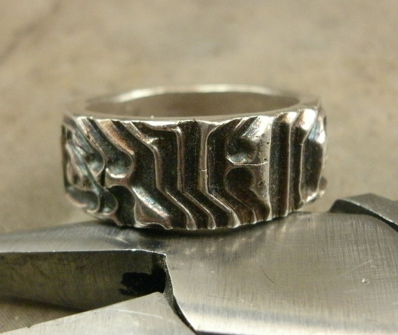 Circuit Board Fine Silver Ring Cyberpunk Jewelry Computer Circuit Engagement Ring Wedding Band Sci Fi Cyber Jewelry Geek Jewelry image 1