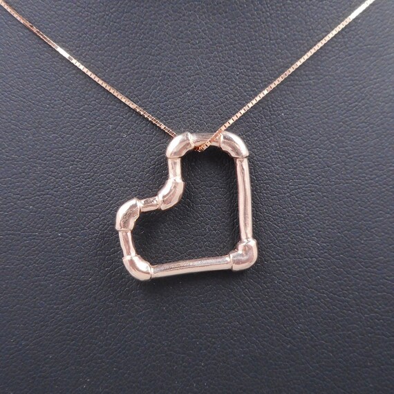 Pipe Fitting Heart Pendant in 14k Rose Gold- Industrial Necklace- Pink Gold Jewelry- I Love You- Valentine's Day- Mother's Day- Steampunk