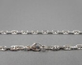 Sterling Silver Chain- 17.5in (44.5cm) 2.8mm Anchor Chain- Lobster Clasp- Sterling Silver Necklace- Handcrafted- Forged Mettle Jewelry