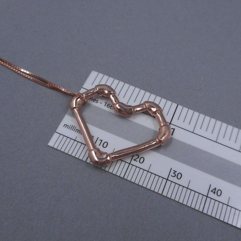Pipe Fitting Heart Pendant in 14k Gold from Forged Mettle Jewelry