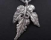 Fine Silver Porcelain Berry Leaf Pendant- Mother's Day Plant Parent- Eco-Friendly Gardener Jewelry- Gratitude Gift- Real Vine Necklace