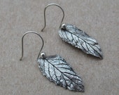 Mint Leaf Earrings- Botanical Jewelry- Fine Silver Dangle Ear Hooks- One of a Kind OOAK- Nature- Plant Parent- Real Peppermint Gardener Gift