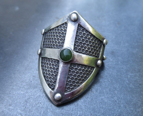 Shield Fine Silver Ponytail Holder- Speaker Grate Texture 