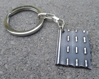 Sterling Silver Broken Road Key Chain- New Driver- Car Accessories- Drivers License Key Ring- Gear Head Gift- Petrol Head- Automotive