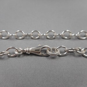 May include: A silver chain necklace with a lobster clasp closure.