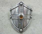 Cross Shield Ponytail Holder / Scarf Holder in Fine Silver - Hair Accessories For Her - Hair Jewelry - Rivets - Medieval - Renaissance