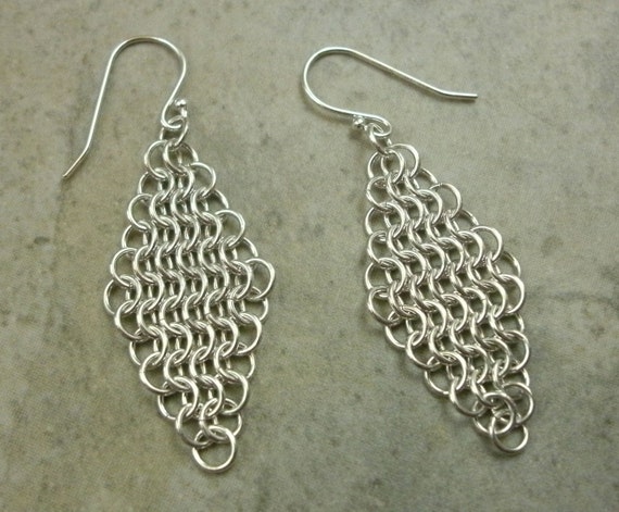 Orbits Chain Maille Earrings .925 Sterling Silver Dangle Designer Made Chainmail Orbits Chain Maille Earrings .925 Sterling Silver Dangle Designer Made Chainmail