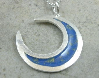 Crescent Moon Pendant in Fine Silver- Waxing Moon Necklace- Waning Moon- Ramadan Ramazan- Lunar Phases- Planetary Eclipse- Wiccan Jewelry