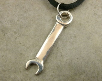 Wrench Pendant Sterling Silver Necklace- Tool Jewelry- Industrial Jewelry- Automotive Necklace- Mechanic Jewelry- Necklace For Men For Women