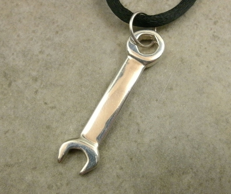 Wrench Pendant Sterling Silver Necklace Tool Jewelry Etsy