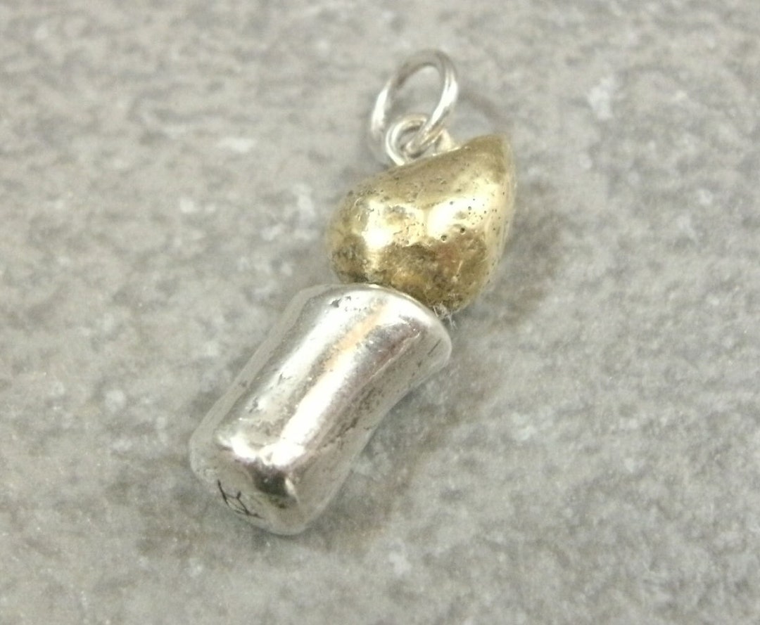 Candle Charm Birthday Candle Jewelry Fine Silver Charm Silver & Gold
