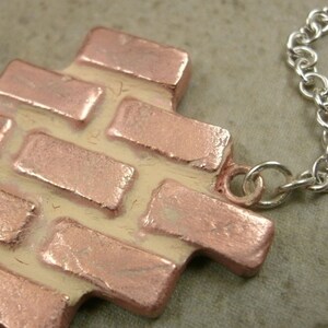 Brick Wall Necklace in Copper and Sterling Silver Love Jewelry Industrial Jewelry Pink Heart Valentine's Day Gift Valentine Jewelry image 3