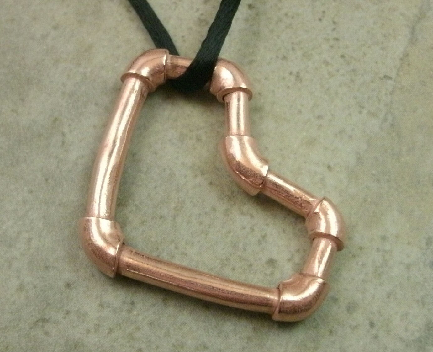 Copper Pipe Heart Necklace Pink Heart Valentines Jewelry Etsy