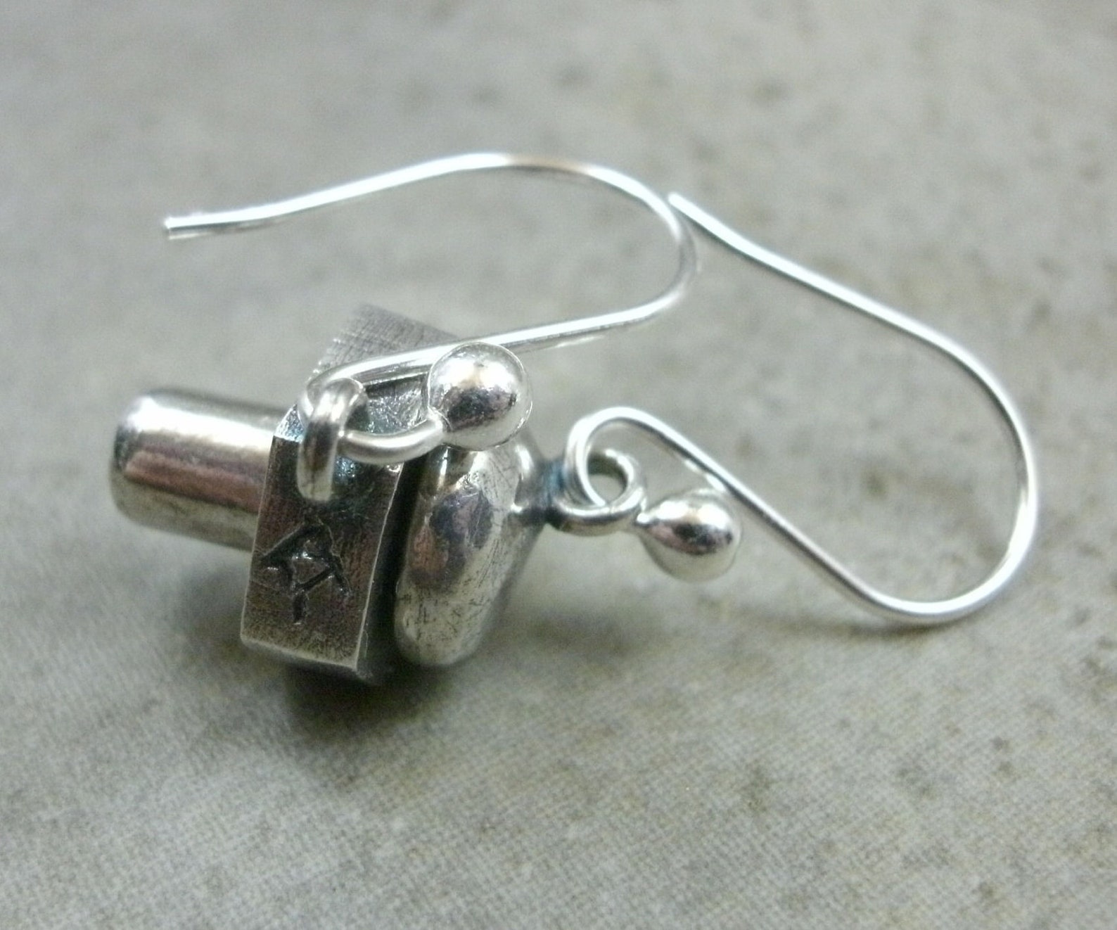 Nuts & Bolts Earrings in Sterling Silver Industrial Jewelry Dangle