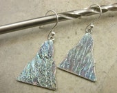 Lightning Texture Earrings in Fine Silver - Blue Patina- Abstract Jewelry- April Showers- Spring Shower- Pierced Earrings- Lightening Earing