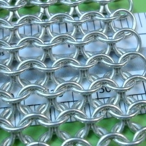 Sterling Silver Chainmaille Bracelet LARP Jewelry European 4-in-1 Woven Silver Solid Sterling Silver Jewelry Wide Bracelet Chain Mail image 5