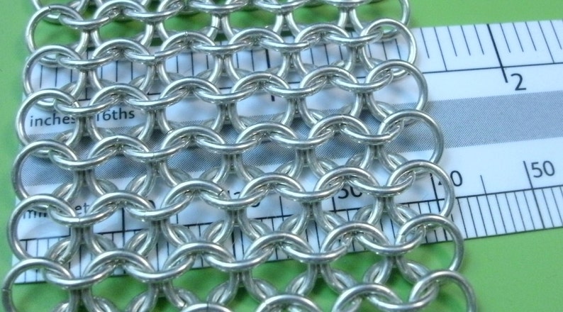 Sterling Silver Chainmaille Bracelet LARP Jewelry European 4-in-1 Woven Silver Solid Sterling Silver Jewelry Wide Bracelet Chain Mail image 5