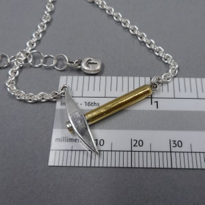 Pickaxe Necklace in Sterling Silver & 22k Gold from Forged Mettle Jewelry