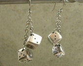 Dice Earrings in Sterling & Fine Silver - Casino Gambler - Craps Player - Bonko - Rockabilly - High Roller - Pierced